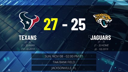 Texans @ Jaguars Game Recap for SUN, NOV 08 - 02:00 PM ET EST