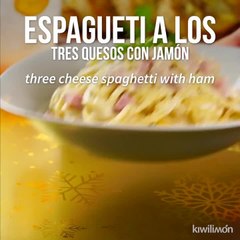 Spaghetti with Three Cheeses with Ham