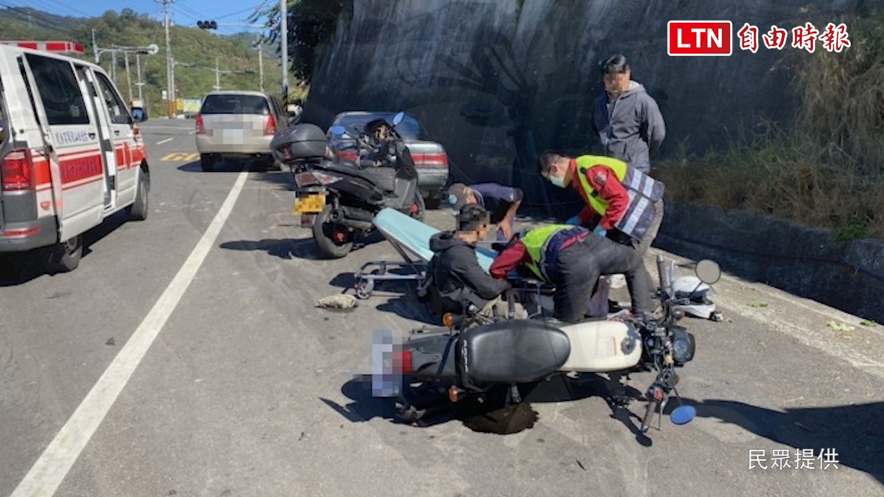 保七實習生返隊 台3線遭逆向廂型貨車撞傷(翻攝畫面/民眾提供)
