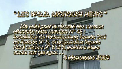 LES W-D.D. MICHOU64 NEWS - 6 NOVEMBRE 2020 - PAU - RAVALEMENT RÉSUMÉ DE LA SEMAINE N° 45 DU 2  AU 6 NOVEMBRE 2020