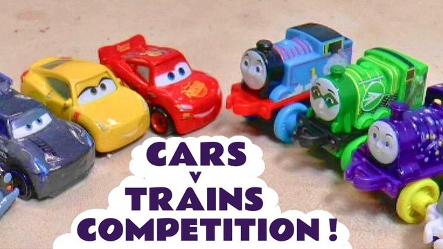 Disney Pixar Cars 3 Lightning McQueen and Friends versus Thomas and Friends in this Funlings Race Challenge Family Friendly Full Episode English Toy Story fro Kids from Kid Friendly Family Channel Toy Trains 4U