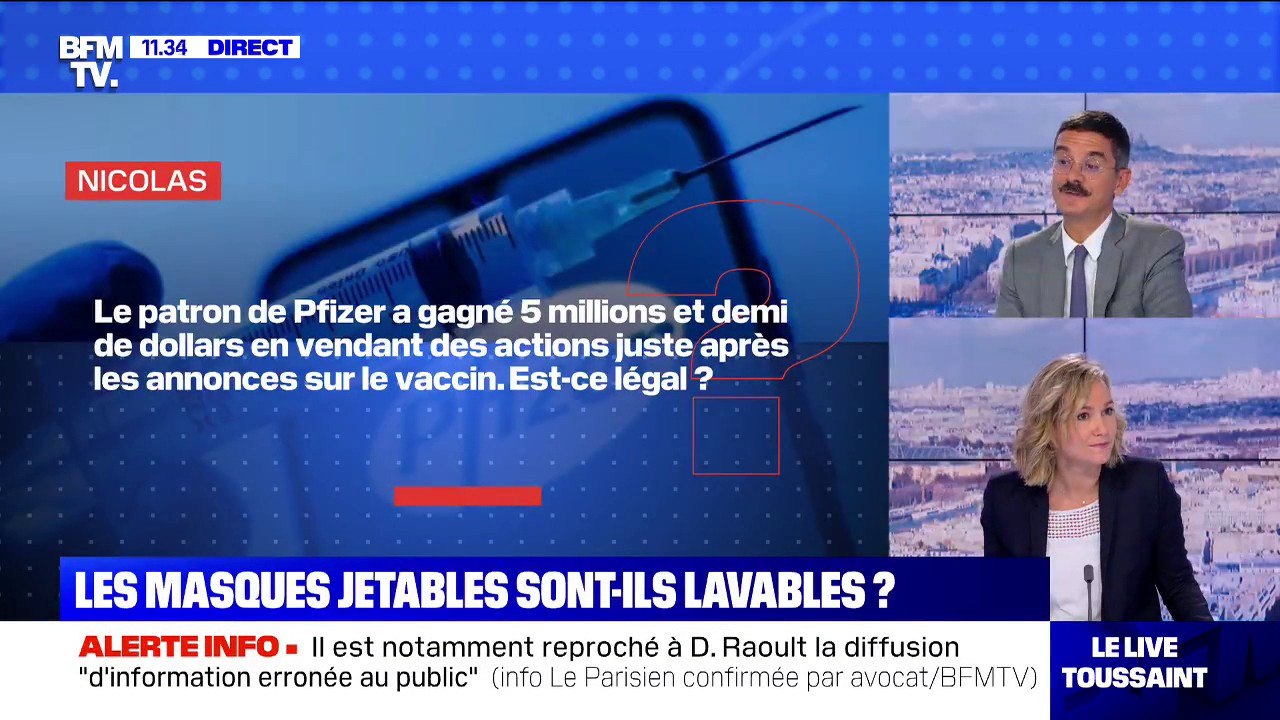 Est-ce que la plus value fait par le PDG de Pfizer après les annonces sur le vaccin est légale ? BFMTV répond à vos questions