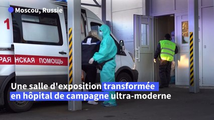 Covid-19 en Russie: une salle d'exposition transformée en hôpital de campagne