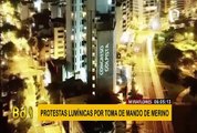 Protestas lumínicas por designación de Manuel Merino como presidente del Perú