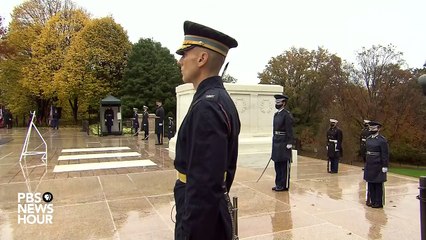 Donald Trump visits Arlington National Cemetery for Veterans Day observance