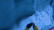 Daredevils climb ice caves in Switzerland