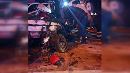 Kediye çarpmamak için canını hiçe saydı, önce çöp konteynerına ardından direğe çarptı