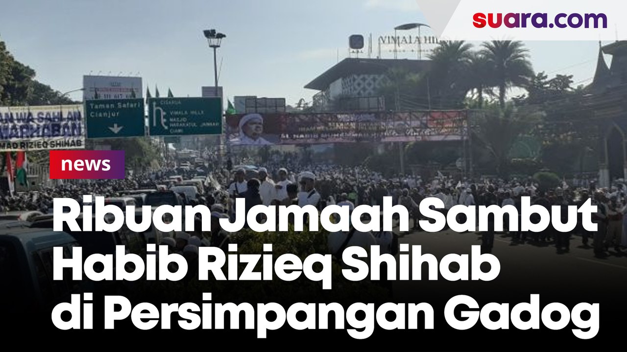 Ribuan Jamaah Sambut Habib Rizieq Shihab di Persimpangan Gadog Ciawi