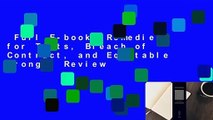 Full E-book  Remedies for Torts, Breach of Contract, and Equitable Wrongs  Review