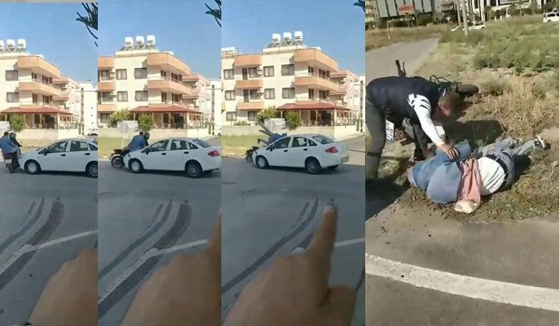 Kaza yaptığı yeri çekerken başka kaza anını görüntüledi