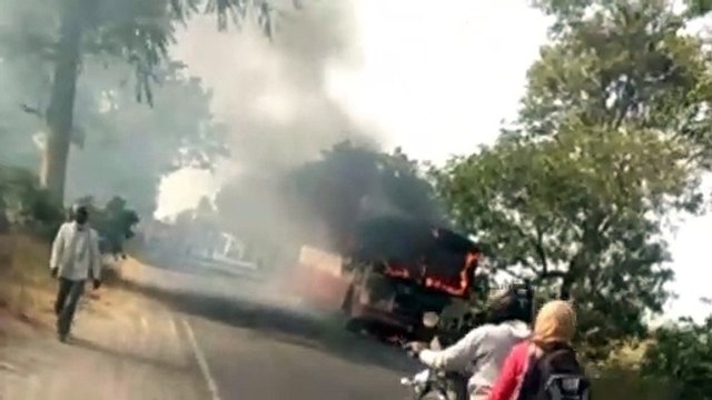 रुपापुर के पास रोडवेज बस बनी आग का गोला, सभी यात्री सुरक्षित