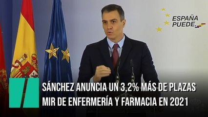 Sánchez anuncia un 3,2% más de plazas MIR de Enfermería y Farmacia en 2021