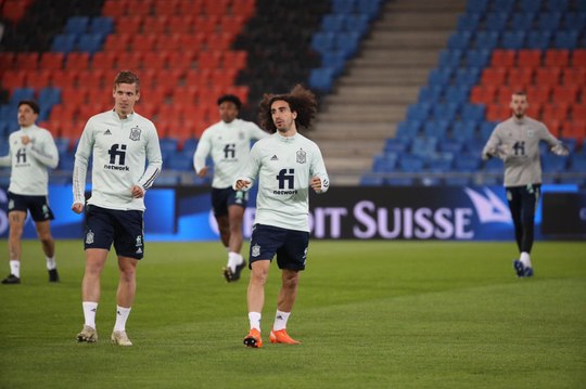 Entrenamiento de la Selección española en el estadio St. Jakob-Park de Basilea