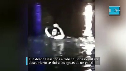 Fue desde Ensenada a robar a Berisso y al ser descubierto se tiró a un canal