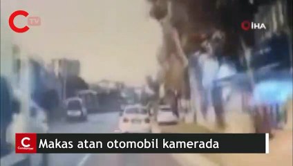 Trafikte tehlike dolu anlar! Makas atan otomobil kamerada