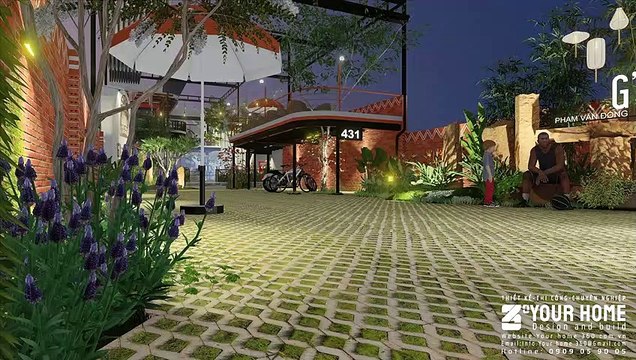 THIẾT KẾ MẪU QUÁN CAFE SÂN VƯỜN NHÀ THÉP TIỀN CHẾ G'LAI CAFE TP. PLEIKU T. GIA LAI 480m2