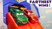 Mega Garage Hot Wheels Farthest Wins Funny Funlings Race with Disney Cars Lightning McQueen versus Marvel Avengers and PJ Masks in this Family Friendly Full Episode English Toy Story for Kids