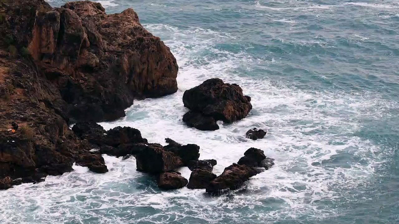 Rocks Shore Beach natural beautiful royalty Free Stock no copyright video Free for commercial use dron dron aerial view (3)