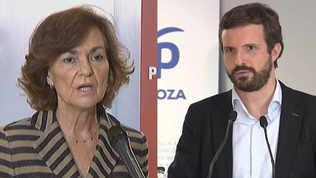 Calvo critica la irresponsabilidad del PP y Casado afea el pacto con Bildu