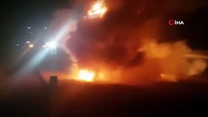 Otoyolda otomobil alev alev yandı