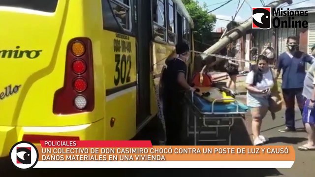 Un colectivo de Don Casimiro chocó contra un poste de luz y causó daños materiales en una vivienda