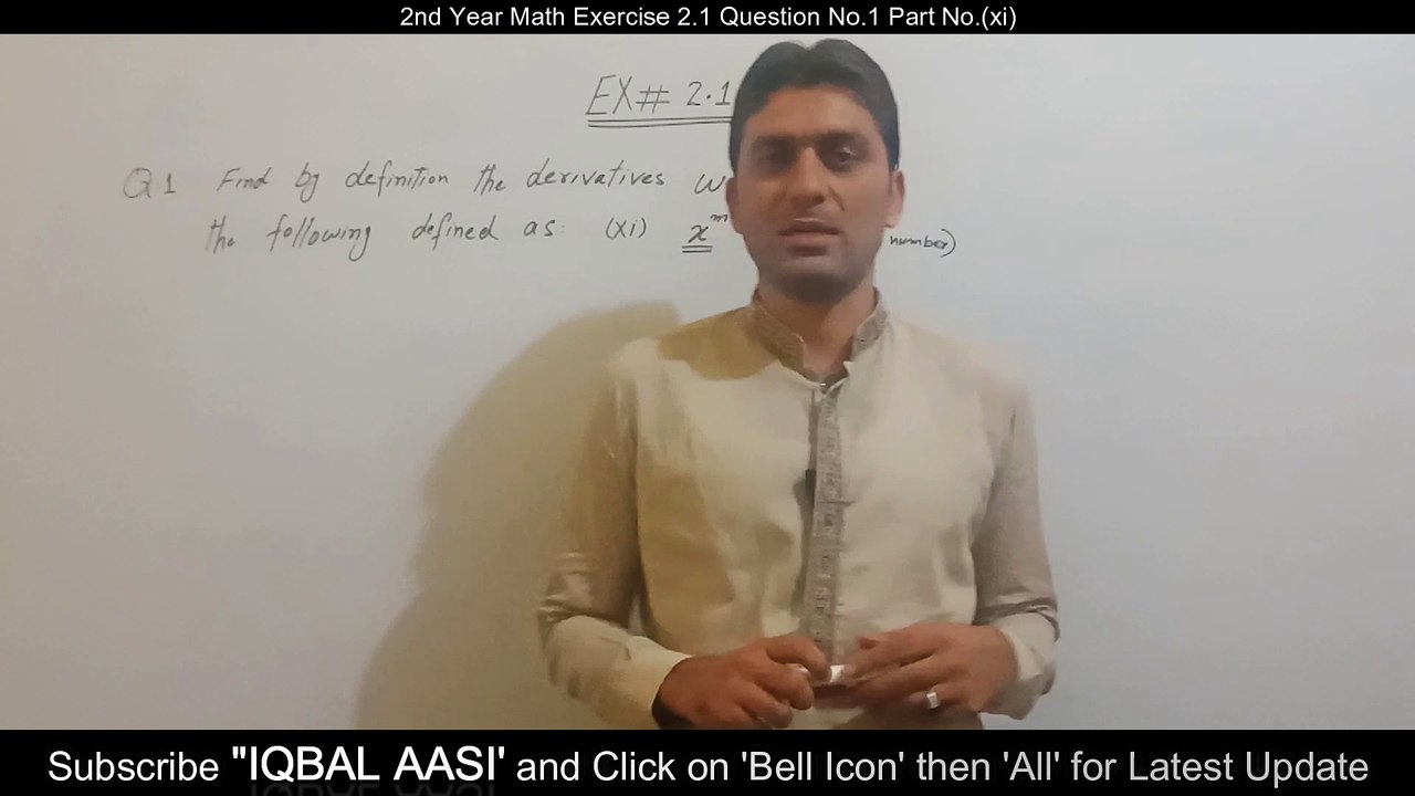 SHORT SYLLABUS CLASS FSC 2nd YEAR MATH CHAPTER NO 2  EXERCISE NO 2.1 QUESTION NO#1 PAERT (XI)  DERIVATION