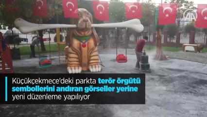 Küçükçekmece'deki parkta yıldızın yerine yeni düzenleme yapılıyor
