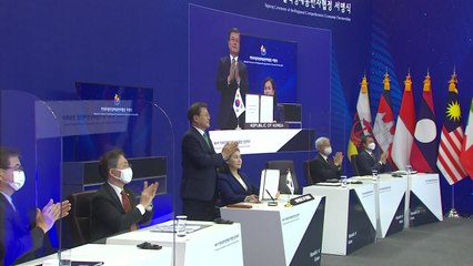 韓 등 15개국, '세계 최대 FTA' RCEP 협정 서명...文 "자유무역 발전 기여" / YTN