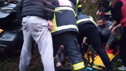 Otomobil fındık tarlasına uçtu: 4 yaralı