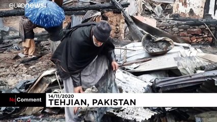 سوختن خانه‌های روستای تهجیان در آتش درگیری هند و پاکستان بر سر کشمیر