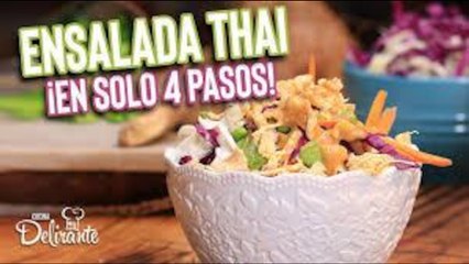 Cómo hacer ensalada thai con pollo o camarones