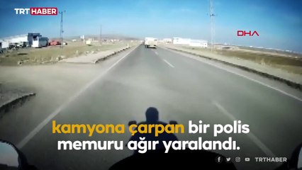Polisin kazası arkadaşının kask kamerasına yansıdı