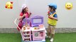 Cooking with Cute Kitchen Toys Restaurant Pretend Play with Suri and Sammy - Kids funny videos