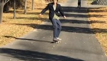 Skateboarder Slams Into Pole While Skating Downhill