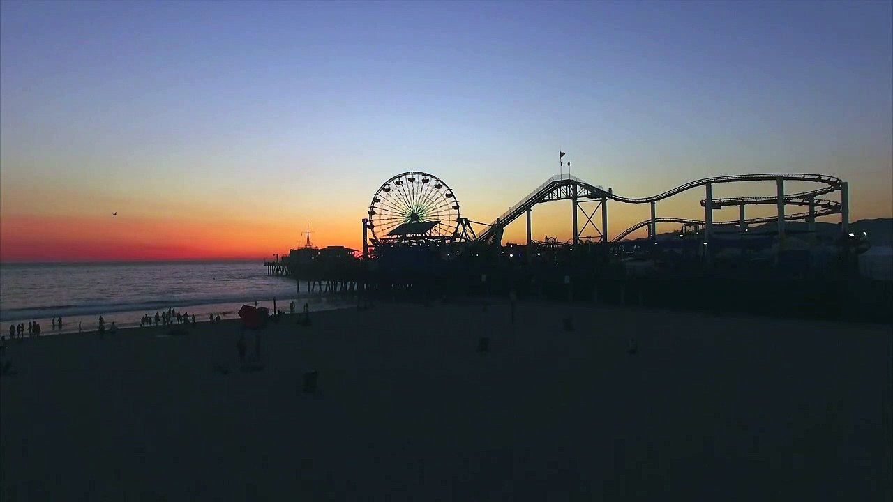 Santa Monica Beachnatural beautiful royalty Free Stock no copyright video Free for commercial use dron dron aerial view