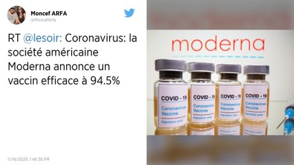 Covid-19 : le labo américain Moderna annonce que son candidat vaccin est efficace à 94,5 %