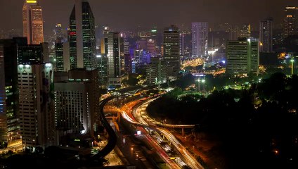 Busy City Highway At Night