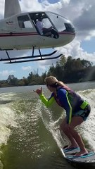Wakesurfing with a Helicopter