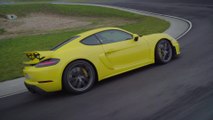 The new Porsche 718 Cayman GT4 in Racing Yellow Driving Video