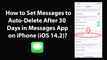 How to Set Messages to Auto-Delete After 30 Days in Messages App on iPhone (iOS 14.2)?