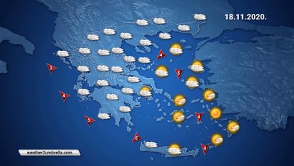 Η πρόγνωση του καιρού για την Τετάρτη 18-11-2020