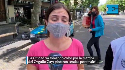 La Ciudad va tomando color por la marcha del Orgullo Gay: pintaron sendas peatonales