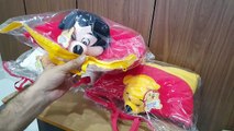 Unboxing and Review of soft toy pillows with poo, bull dog, mickey characters for kids gift