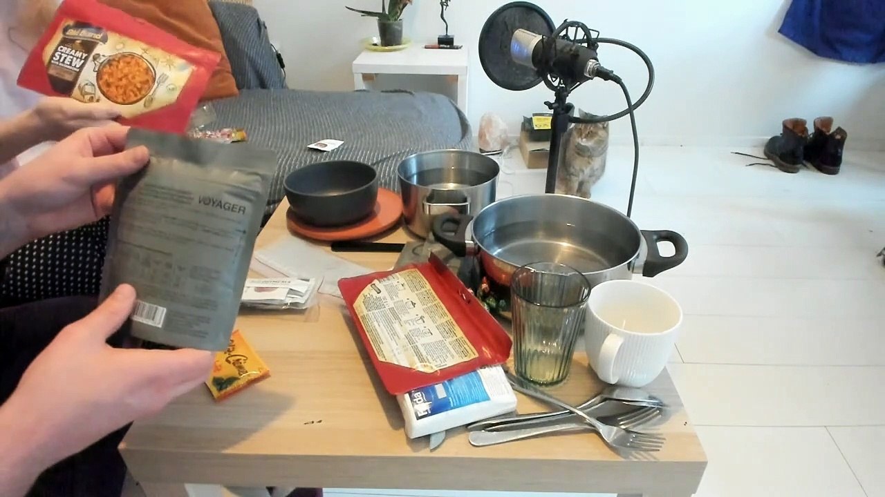Swedish Military Rations Video ft. Liz! Creamy Pasta Lunch with Coffee, Jerky, and Chocolate Cake!