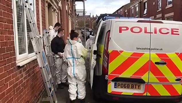 Police at the scene of a weed farm on Christchurch Street, Preston