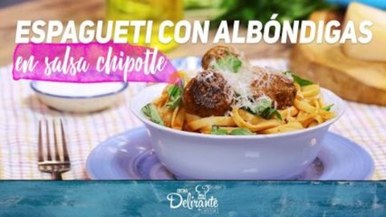 Espagueti con albóndigas en salsa chipotle | Cocina Delirante