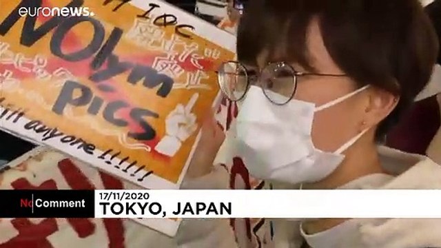 Small protest in Tokyo amid hope delayed Olympics will go ahead