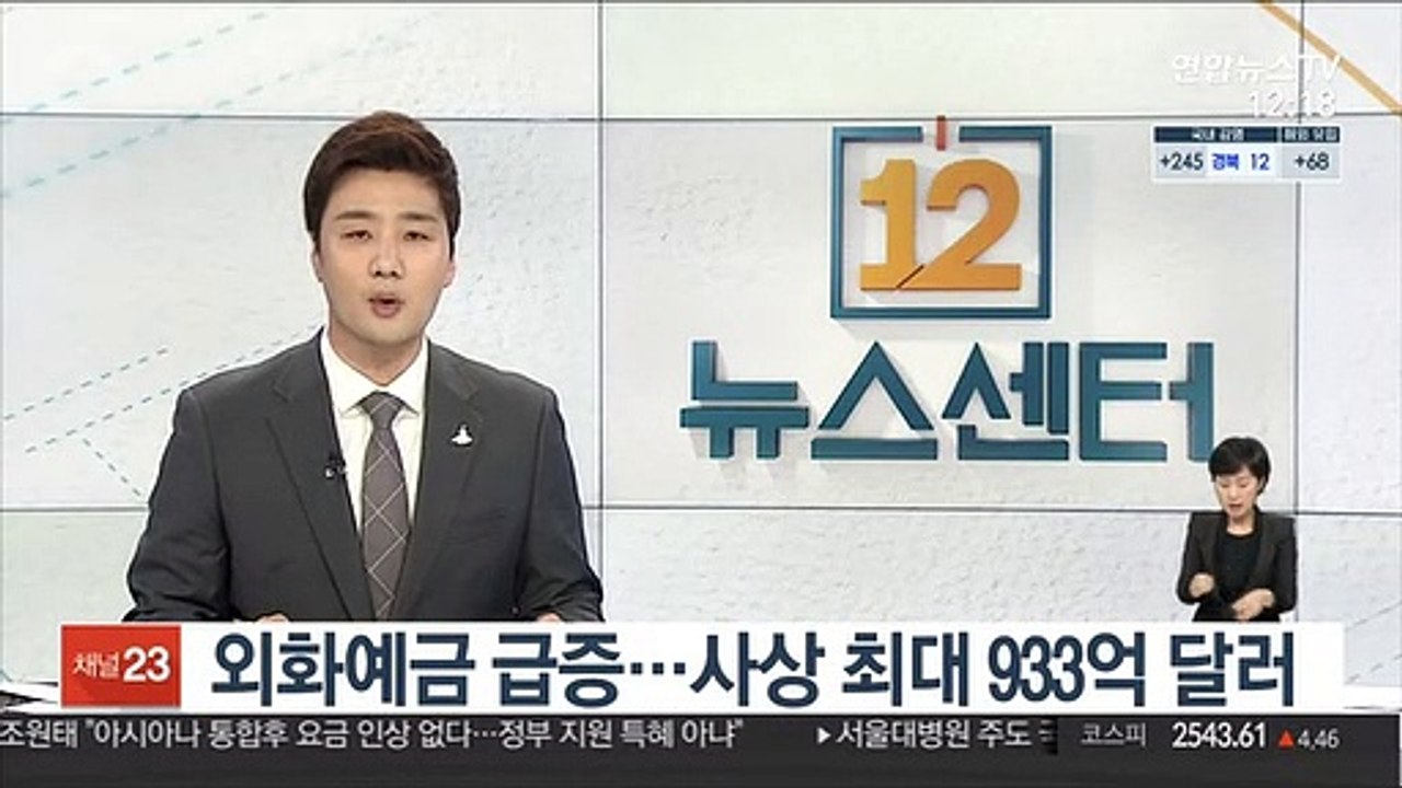 외화예금 급증…사상 최대 933억 달러