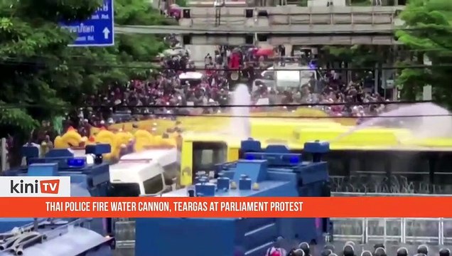 Thai police fire water cannon, teargas at parliament protest