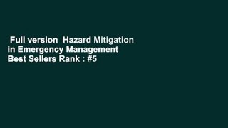 Full version  Hazard Mitigation in Emergency Management  Best Sellers Rank : #5